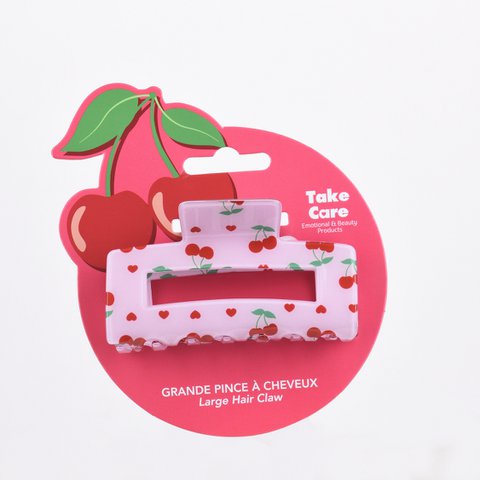 HAIR CLIP – PINK CHERRY PATTERN