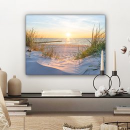 Canvas Maleri - Wall Decoration - Beach - Sun - Dune - Grass - Sand - Horizon