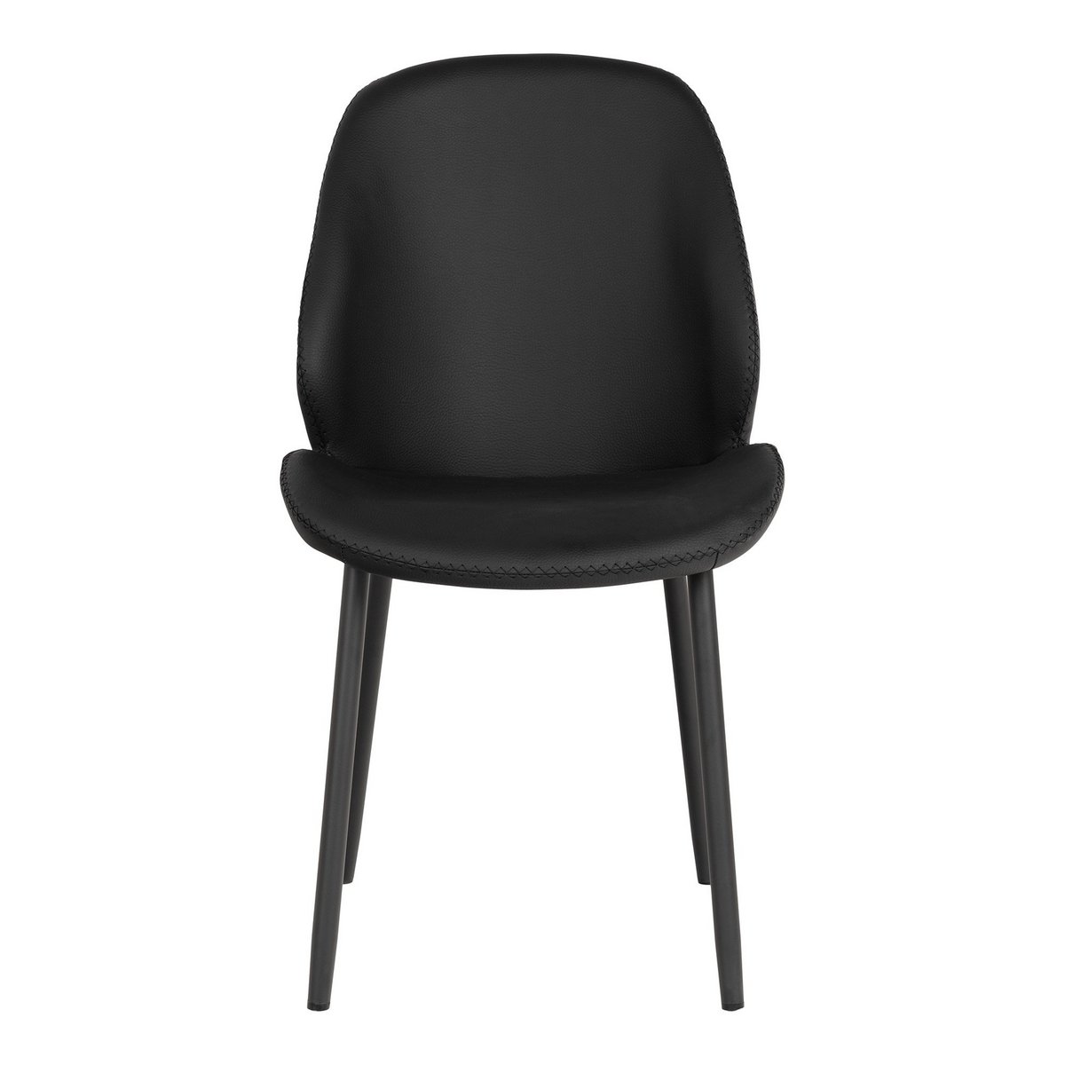 Monte Carlo Dining Chair - Black, PU, Black Metal Legs, 59.5x47x91cm - Set of 2