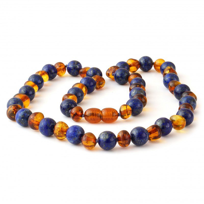 Barokke Baltic Amber og Lapis Lazuli halskæde 13