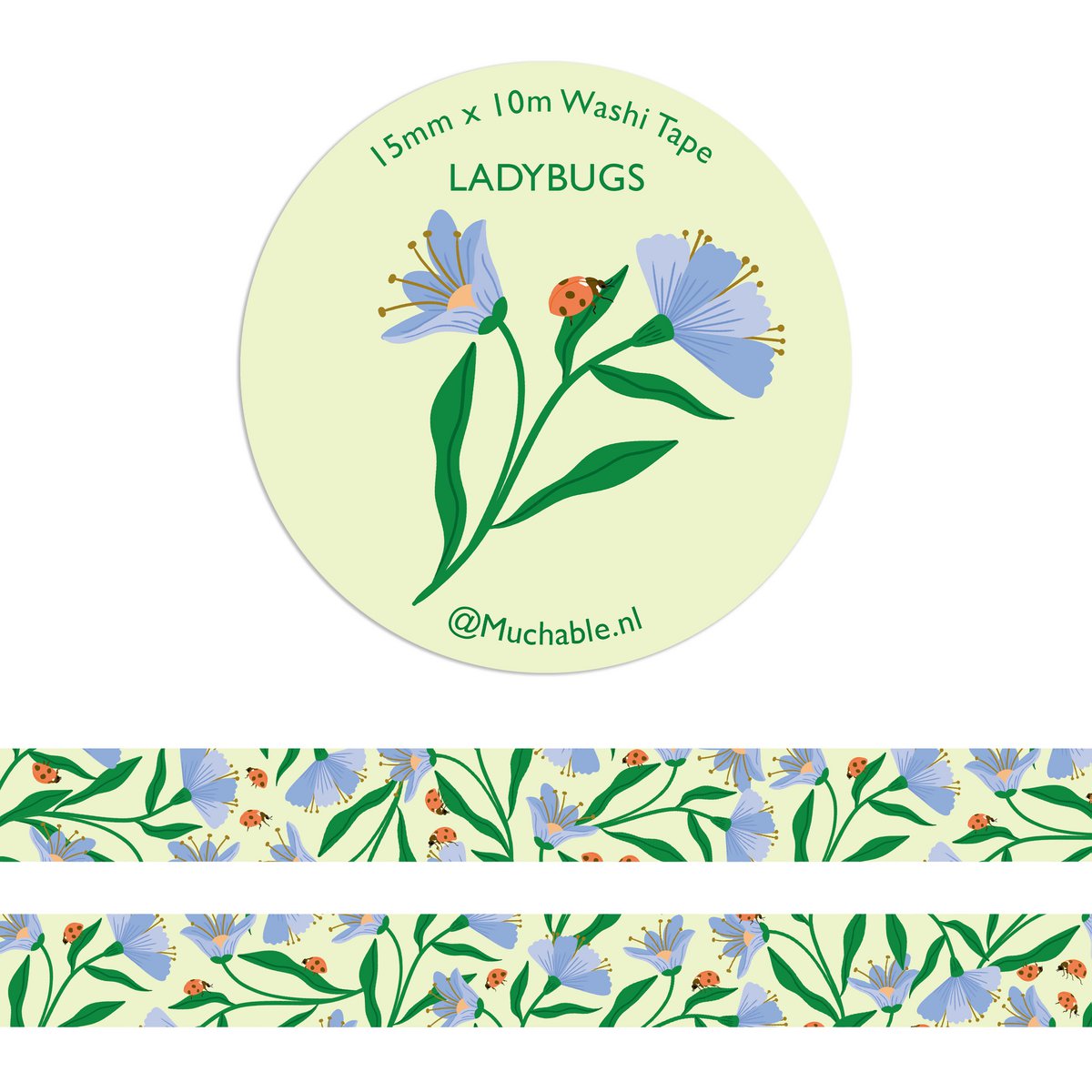 Nastro Washi - illustrazione coccinelle - motivo insetti
