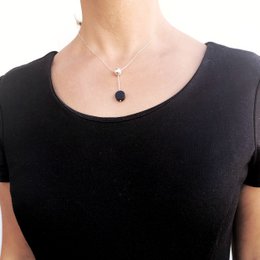 Choker van 925 sterling zilver en zwarte slingerkristal