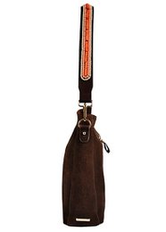 BOHO IBIZA BAG - Coral Ivory shoulder strap (70cm) + Suede bag (Cocoa)