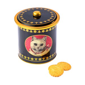 Shortbread-Keks-Sortiment aus reinem Shortbread, reiner frischer Butter und gesalzenen Butter-Karamell-Chips – „White Cat“ Metalleimerbox 250 g