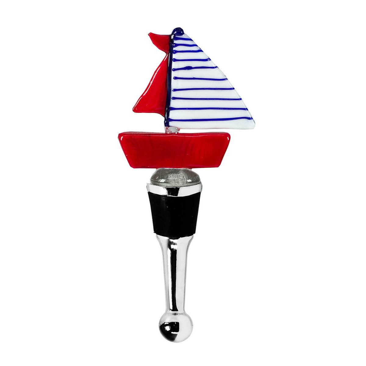 EDZARD bottle stopper sailboat (height 13 cm) for champagne, wine and sparkling wine, in the style of traditional glass art, handmade