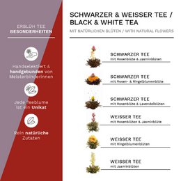 Magnetische doos met 6 bloeiende thee, zwarte thee en witte thee