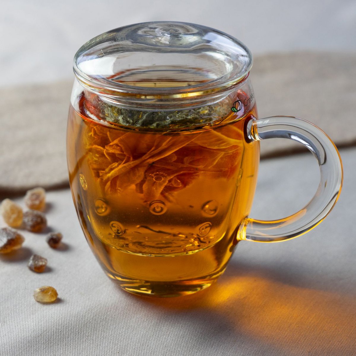 Vaso de té Creano 400 ml con colador y tapa