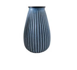 Glass vase ribbed handpainted green 27.5