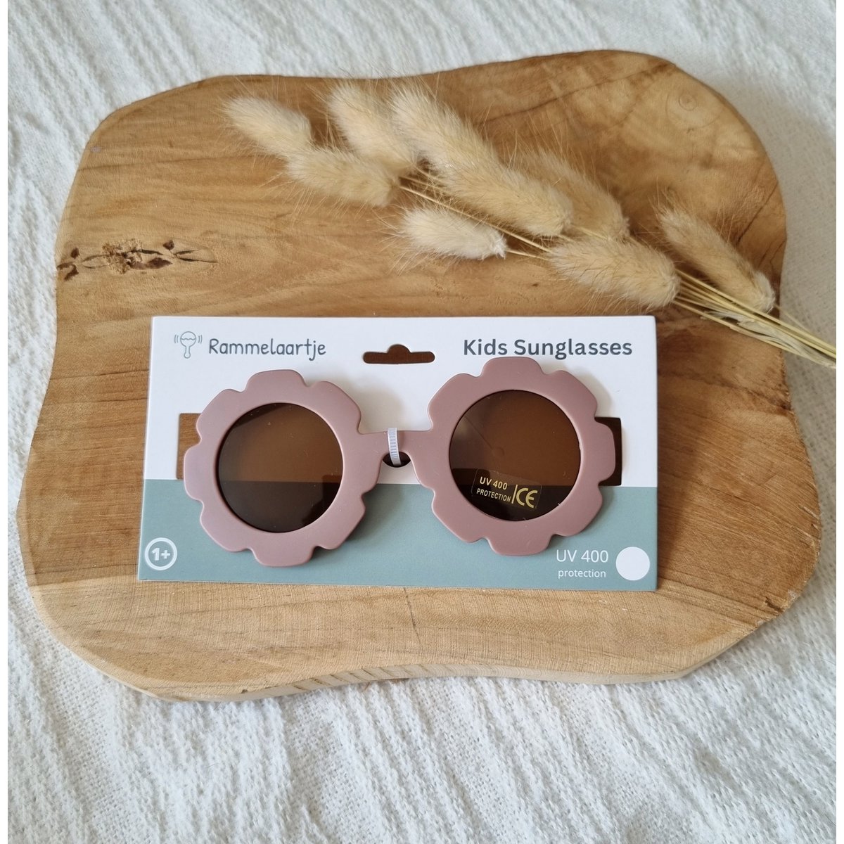 Baby- en kinder zonnebril UV400 bloem - Oudroze