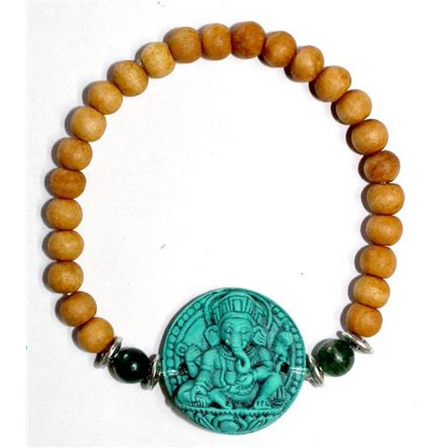 Bracelet Sandalwood Turquoise Ganesha Pendant