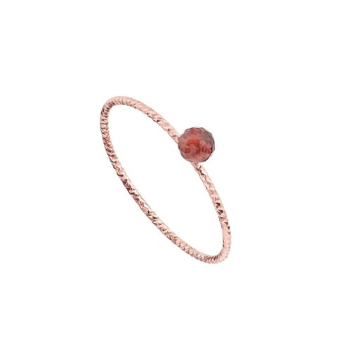 Rose gold plated garnet ball ring