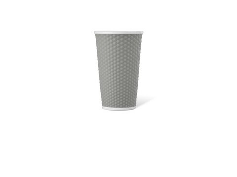 Porcelain cup LAP 450ml with silicon. grip honeycomb L.Grey