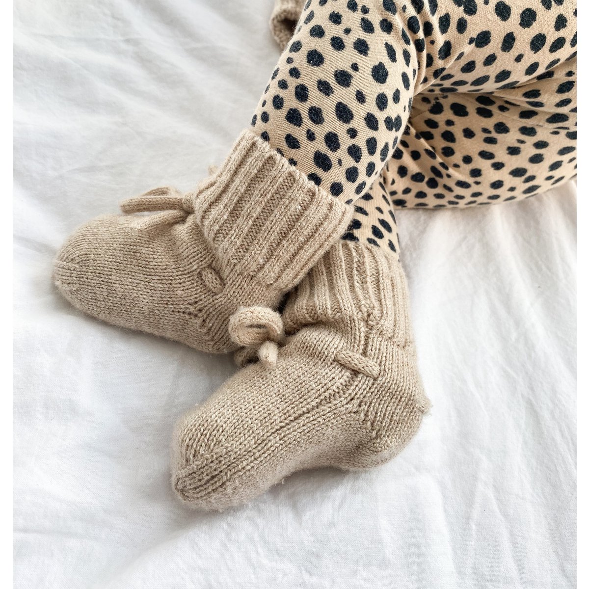 Merino wol bootie slofjes sand
