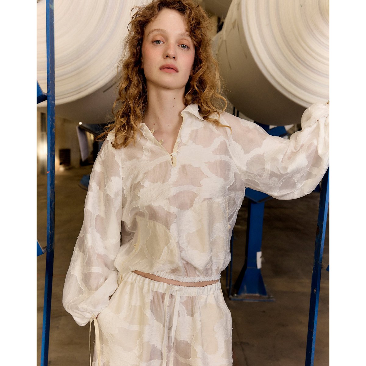 Printworks hvid ballonbluse