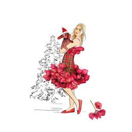 Christmas card “Dachshund & Blossom Skirt” – floral greetings with charm