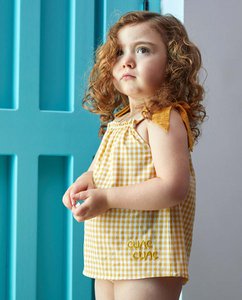Vichy geruite blouse voor babymeisjes met strikjes op de bandjes I164-21302092