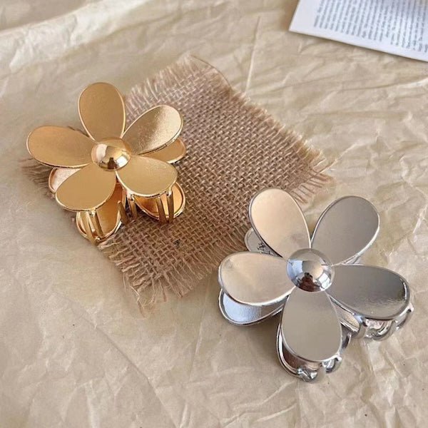 Vivid Flower Claw Metal Hair Clips-Gold & Silver