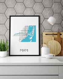 Cartel del mapa de Miami