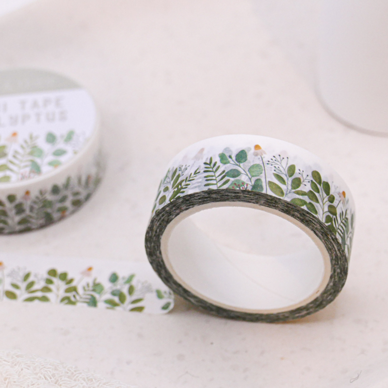 Washi Tape Ramas de Eucalipto - Cinta Adhesiva Cinta Adhesiva Prado de Flores