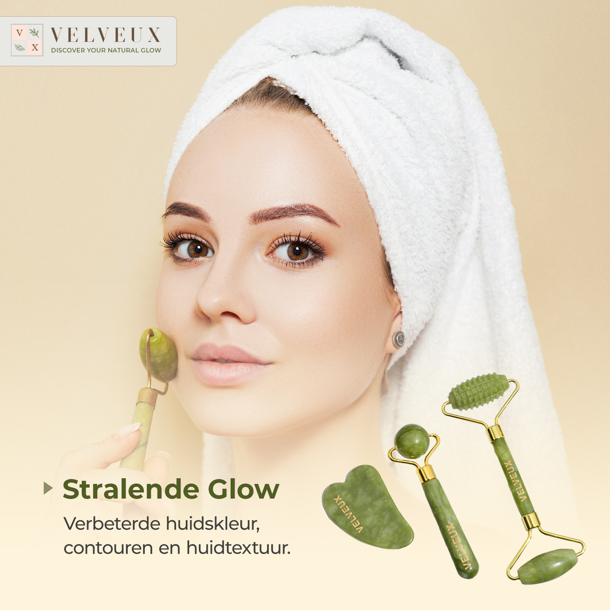 Jade roller gua sha facial roller 4 piece set