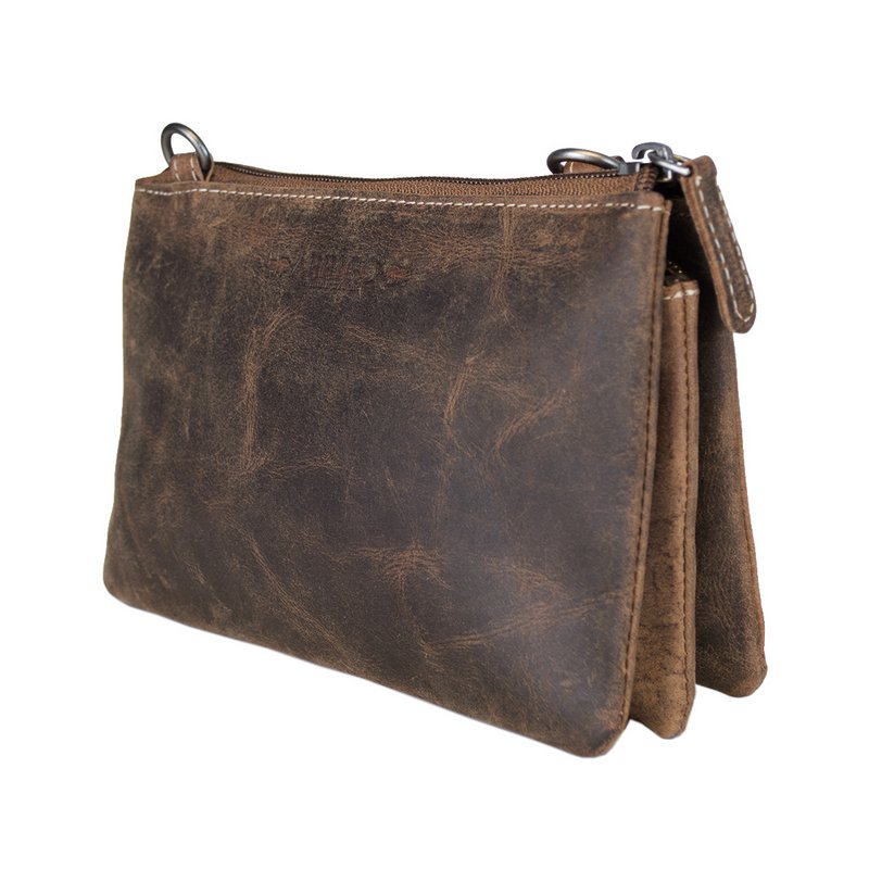 Skuldertaske I 3 farver Buffalo Læder - Festivaltaske - Lædertaske Lille - Crossbody taske til kvinder Læder - Str. L