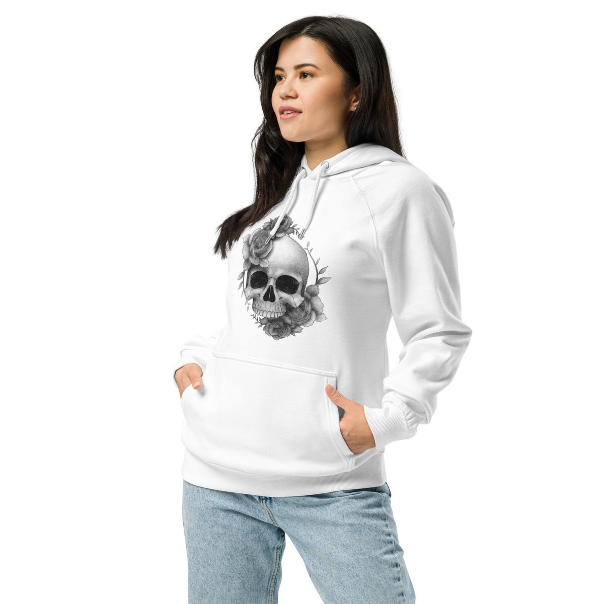 Sweat à capuche raglan biologique unisexe Roses