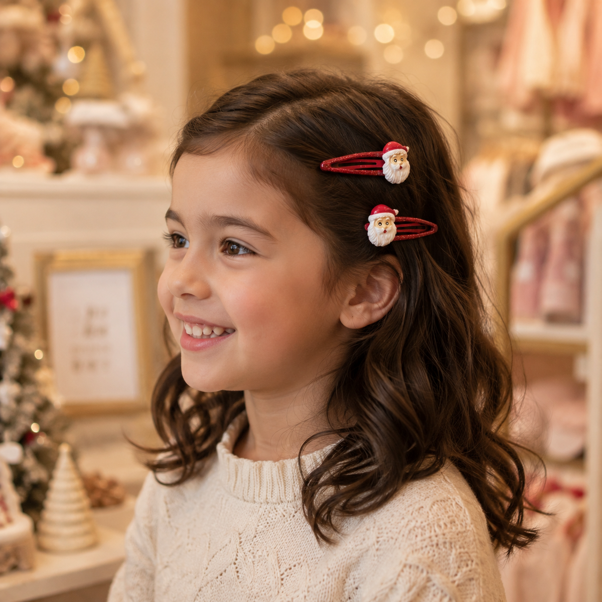 Christmas themed hair clips - Father Christmas