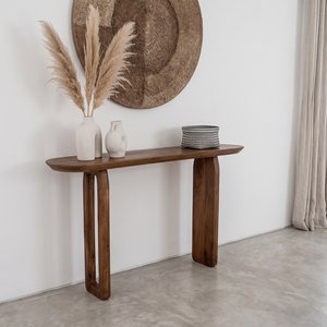 Bullnose consoletafel mangohout bruin - 140cm