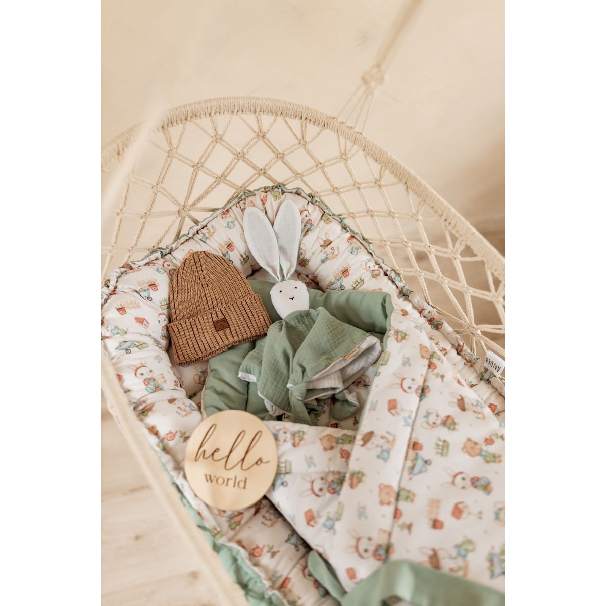 Nid d'enfant OLIVIER - 100% coton - sauge