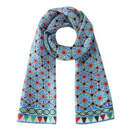 Blue and Red Silk Scarf Zellige