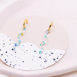 Oorbellen glitter oorringen acryl 18k vergulde glitter slang - lichtgewicht oorknopjes geometrische vorm