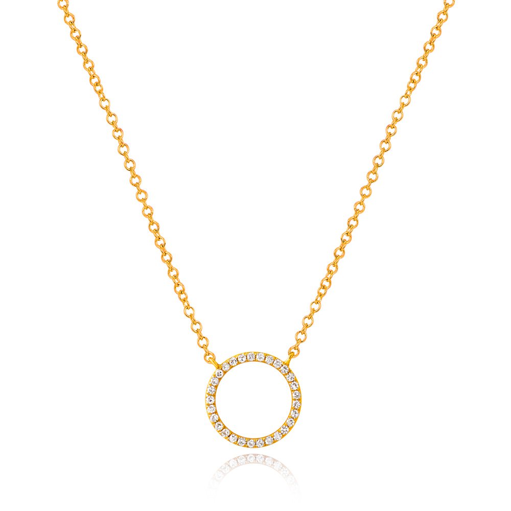 Collar círculo con diamantes, oro amarillo de 18 quilates