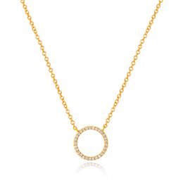 Circle necklace with diamonds, 18K yellow gold