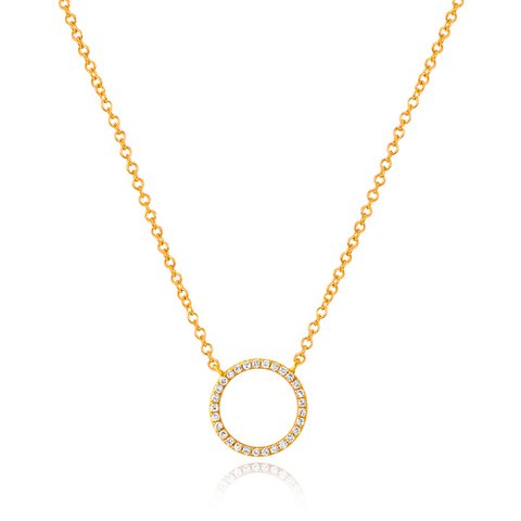 Circle necklace with diamonds, 18K yellow gold