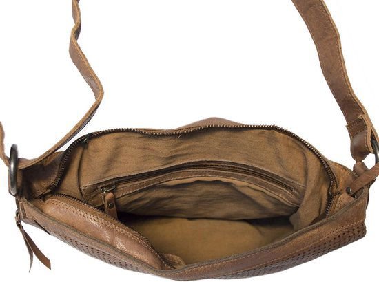 Damer skuldertaske - lysebrunt vintage læder, skuldertaske eller crossbody taske