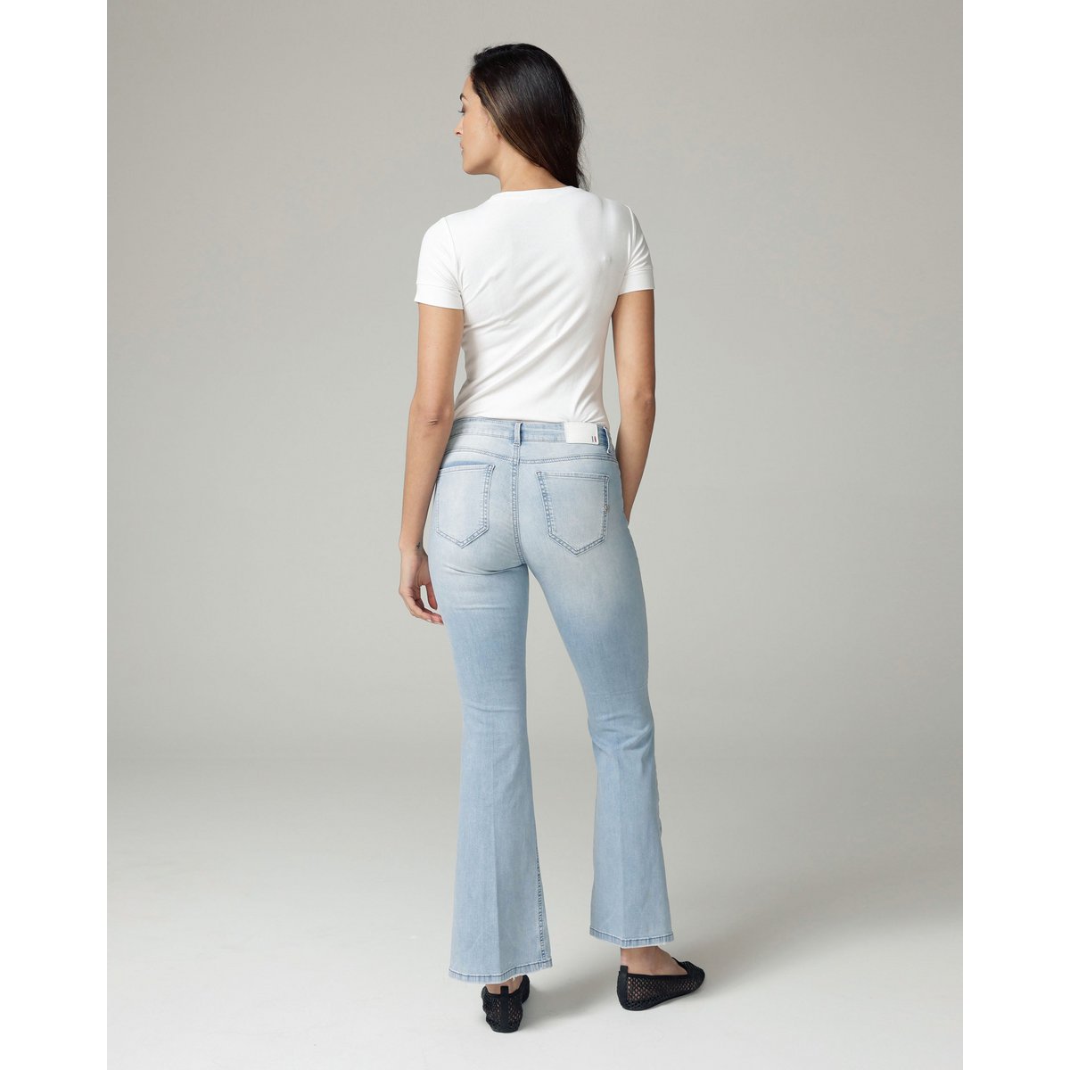 Bleached Blue Flare High-Rise Jeans | The Belly