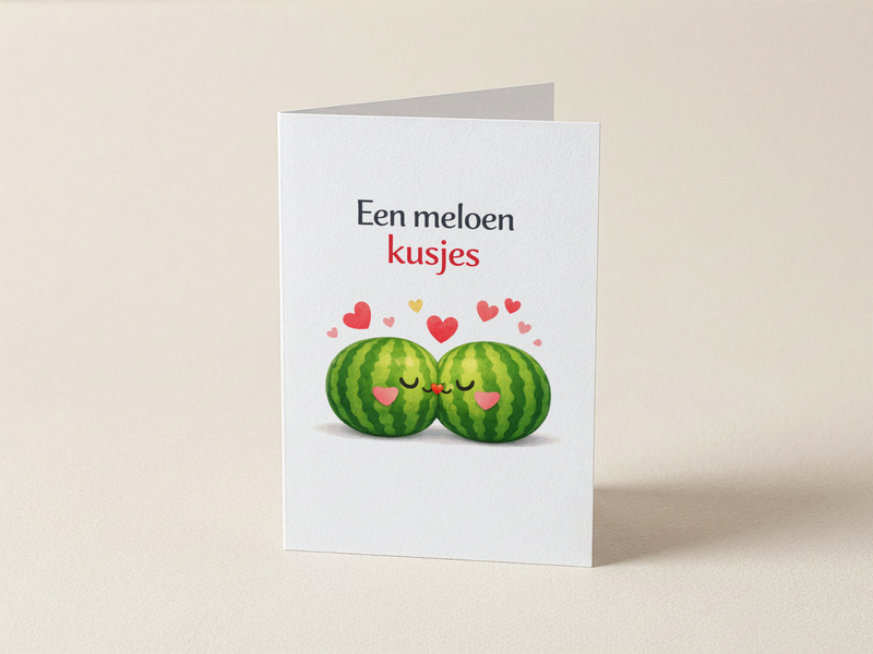 Wenskaart - Een meloen kusjes - Meloenen kusjes