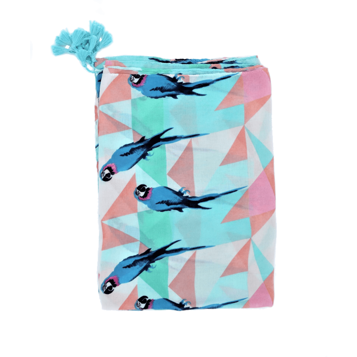 Viscose pareo with parrot pattern in multicolor