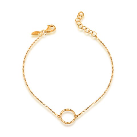 Circle bracelet with diamonds, 18K yellow gold