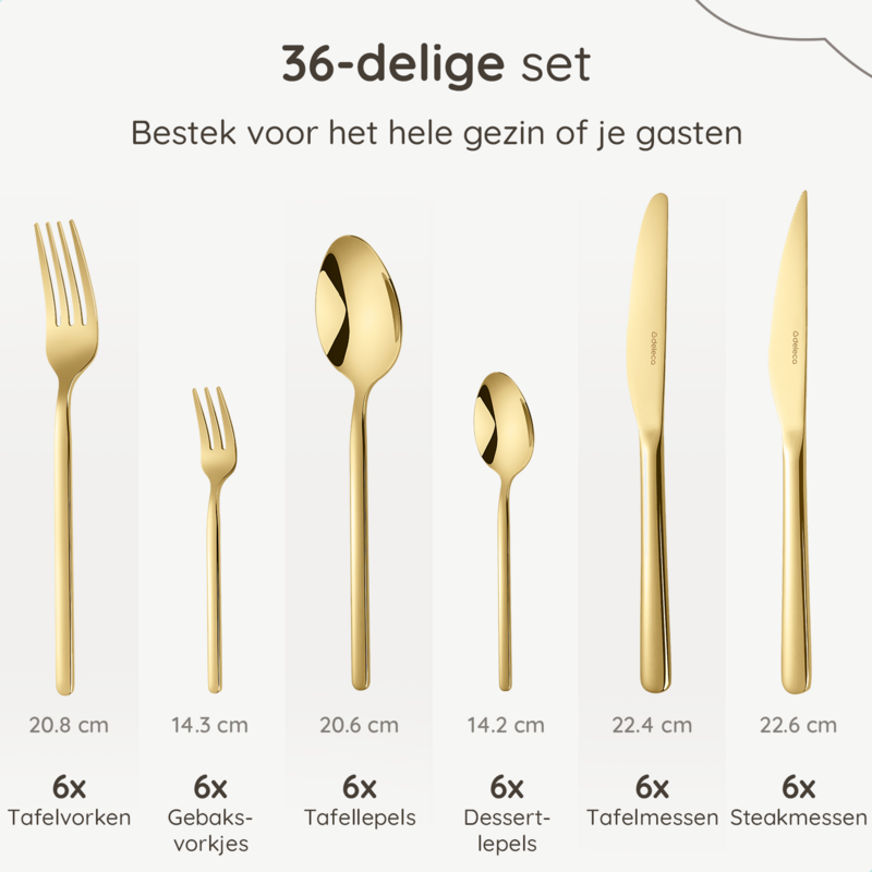 Besteckset Amor - 6 Personen / Gold 18,0 Edelstahl