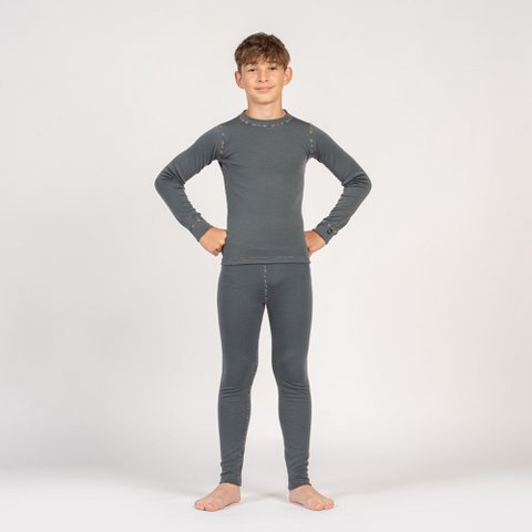Merino 250-set met lange mouwen voor kinderen Perfect Grey