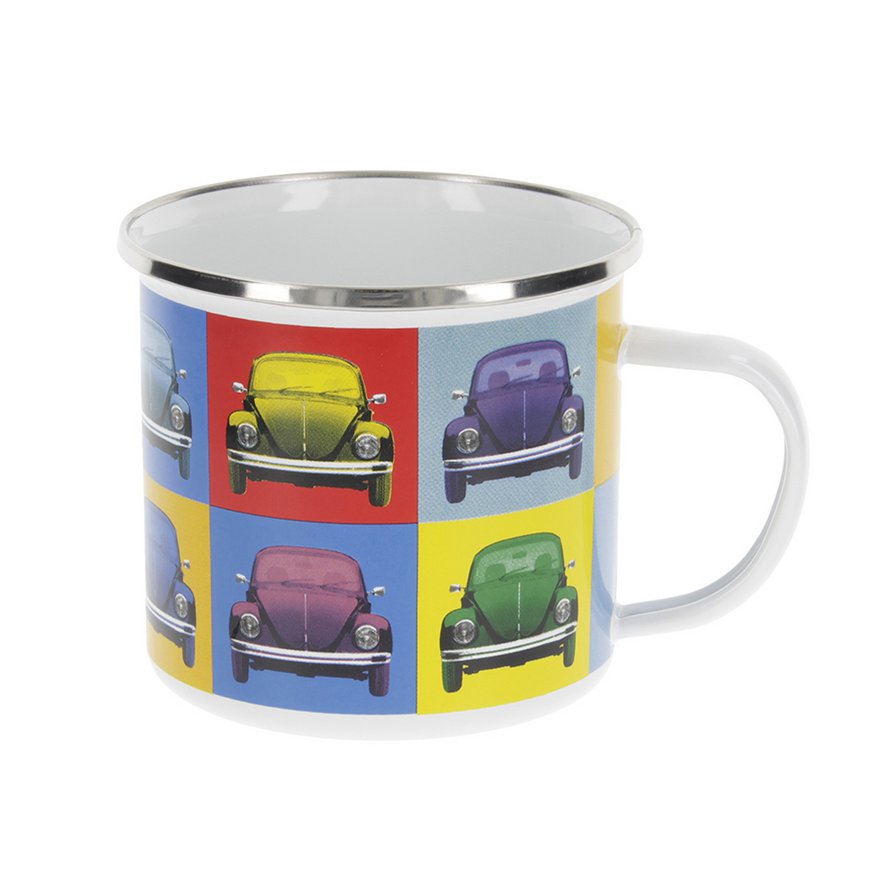 Volkswagen VW Kever Emaille Mok 500ml in Geschenkverpakking - Veelkleurig