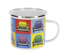 Tazza smaltata Volkswagen VW Beetle 500 ml in confezione regalo - multicolore