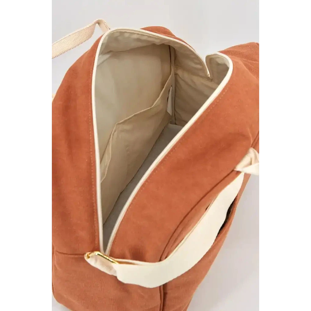 Maternity-taske i stof, Terracotta farve