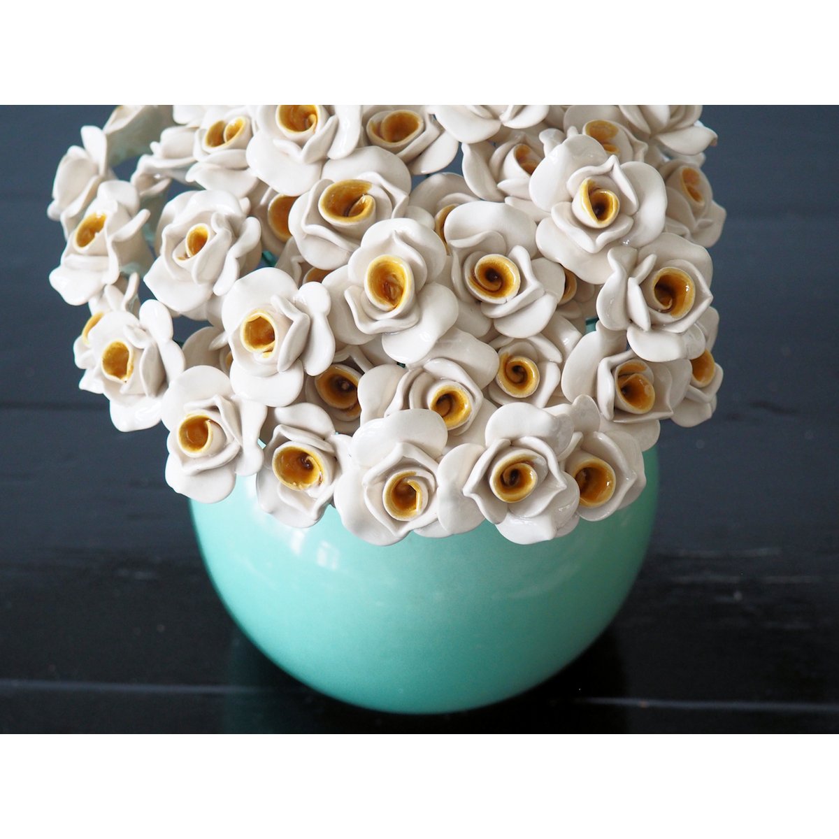 Rose flower ceramic white 3.5 cm