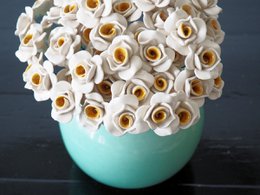 Roos bloem keramiek wit 3,5 cm