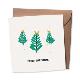 Set 10 Christmas cards with envelope | HOLIDAYS | christmas ball - christmas trees - december - merry christmas - 2 designs | folded card - matte off-white - heavy quality Biotop paper
