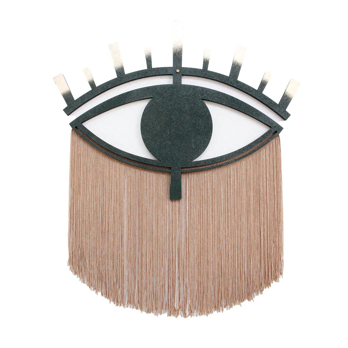 Occhio decorativo in legno e filo di cotone