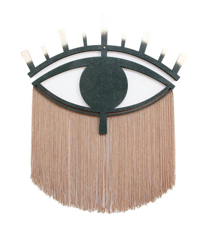 Occhio decorativo in legno e filo di cotone
