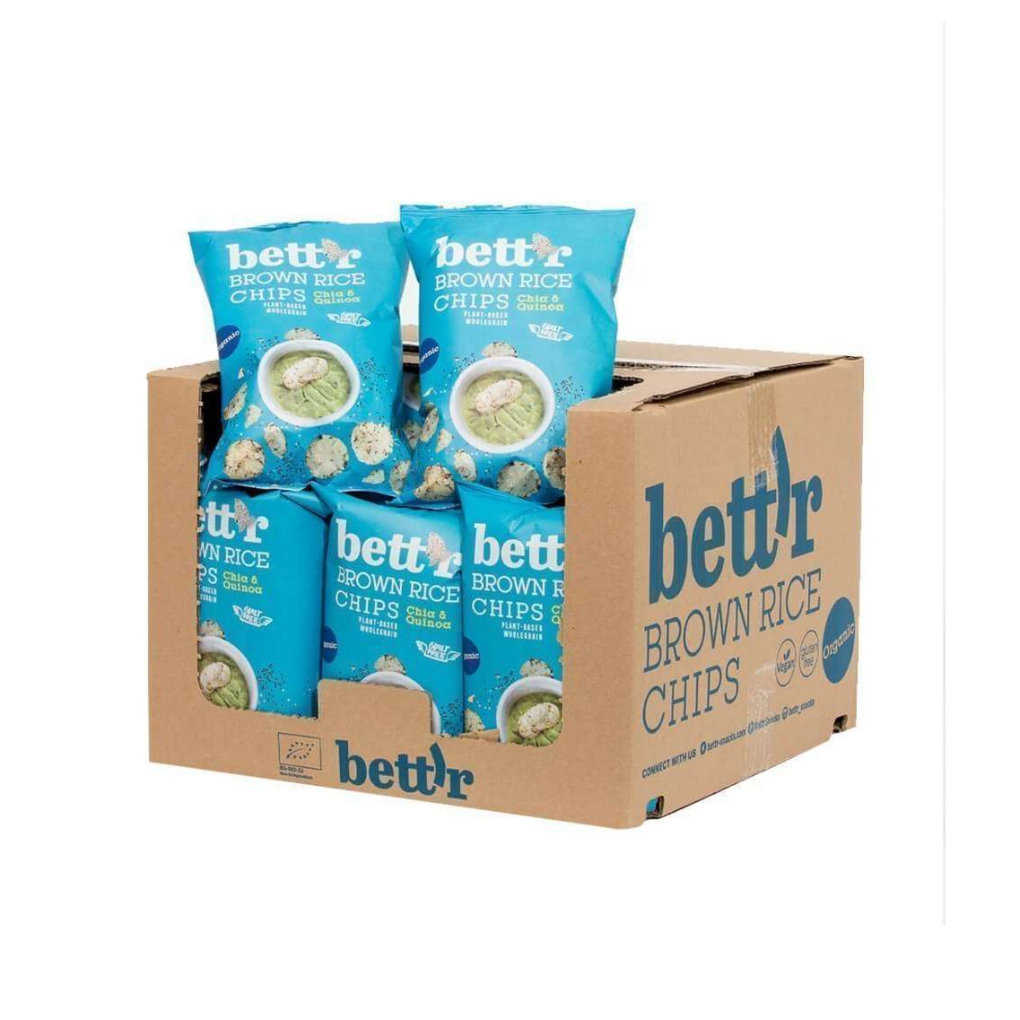Brown Rice Chips Chia & Quinoa, organic, Bett'r, 60g